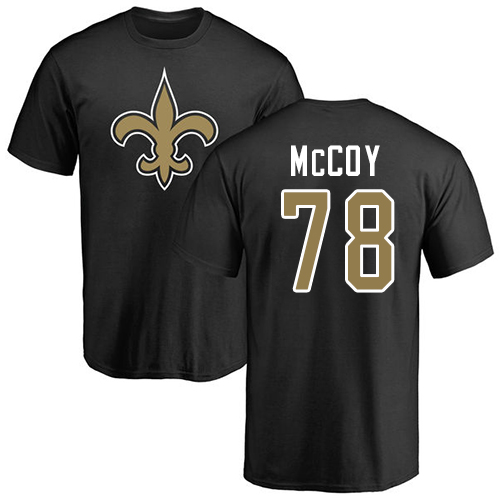 Men New Orleans Saints Black Erik McCoy Name and Number Logo NFL Football #78 T Shirt